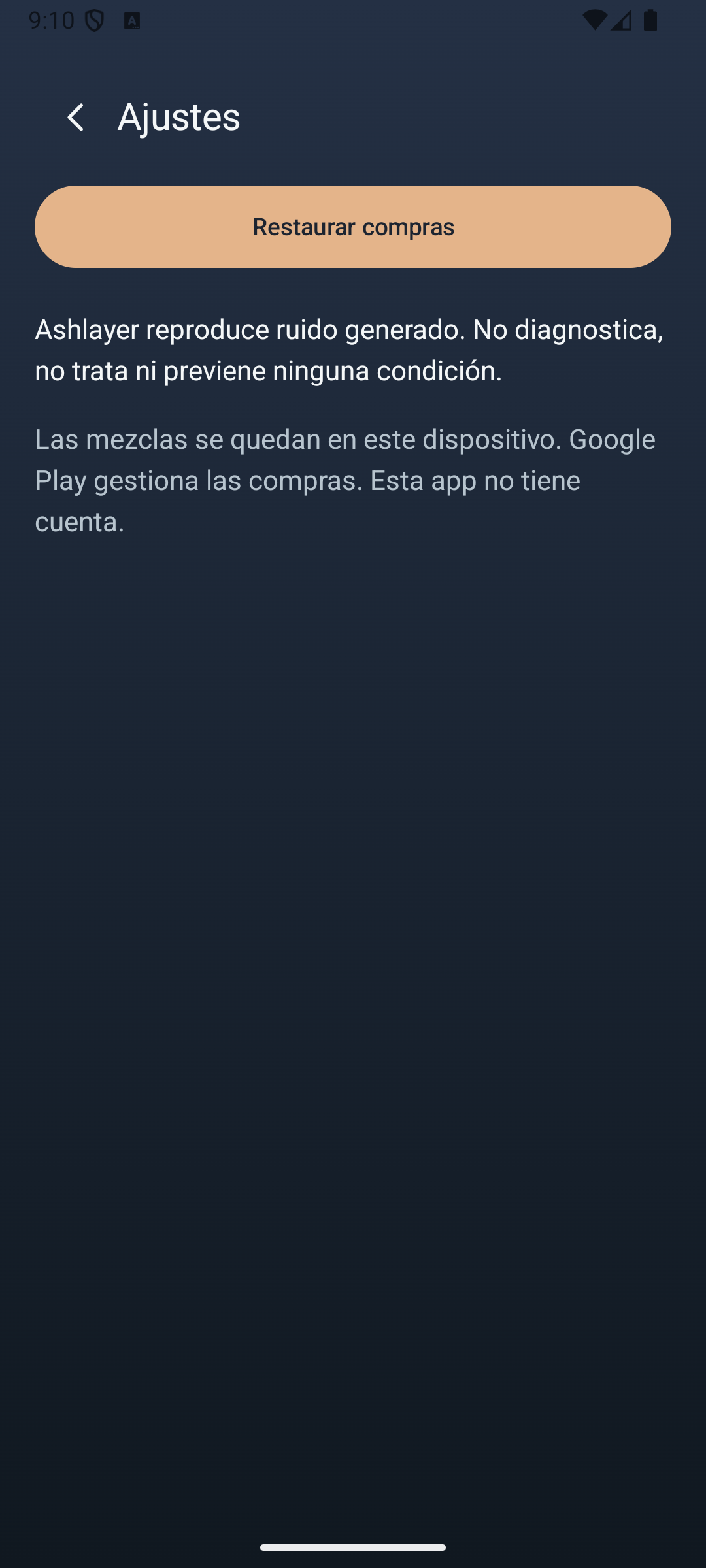 Ashlayer: Mezcla ambiente — settings