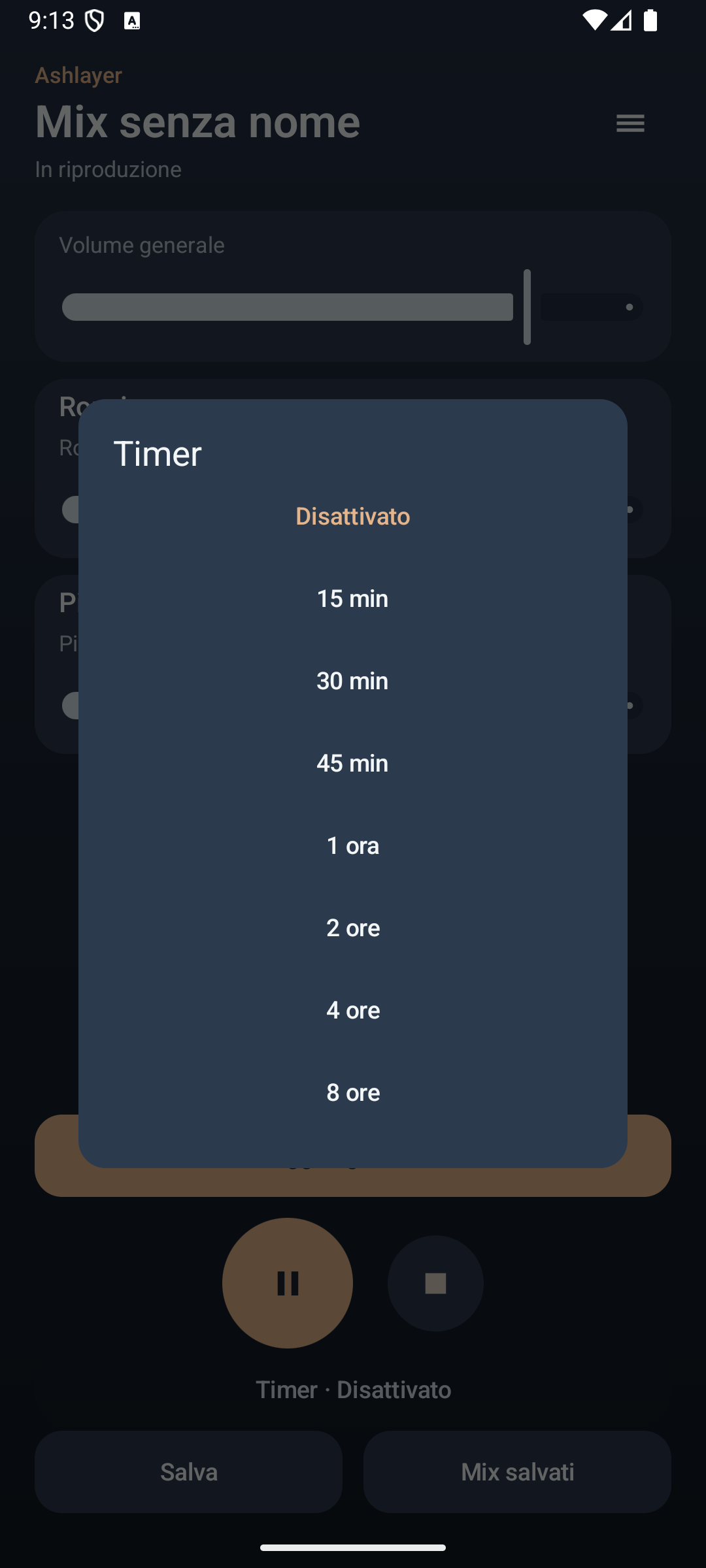 Ashlayer: Mix ambientale — timer