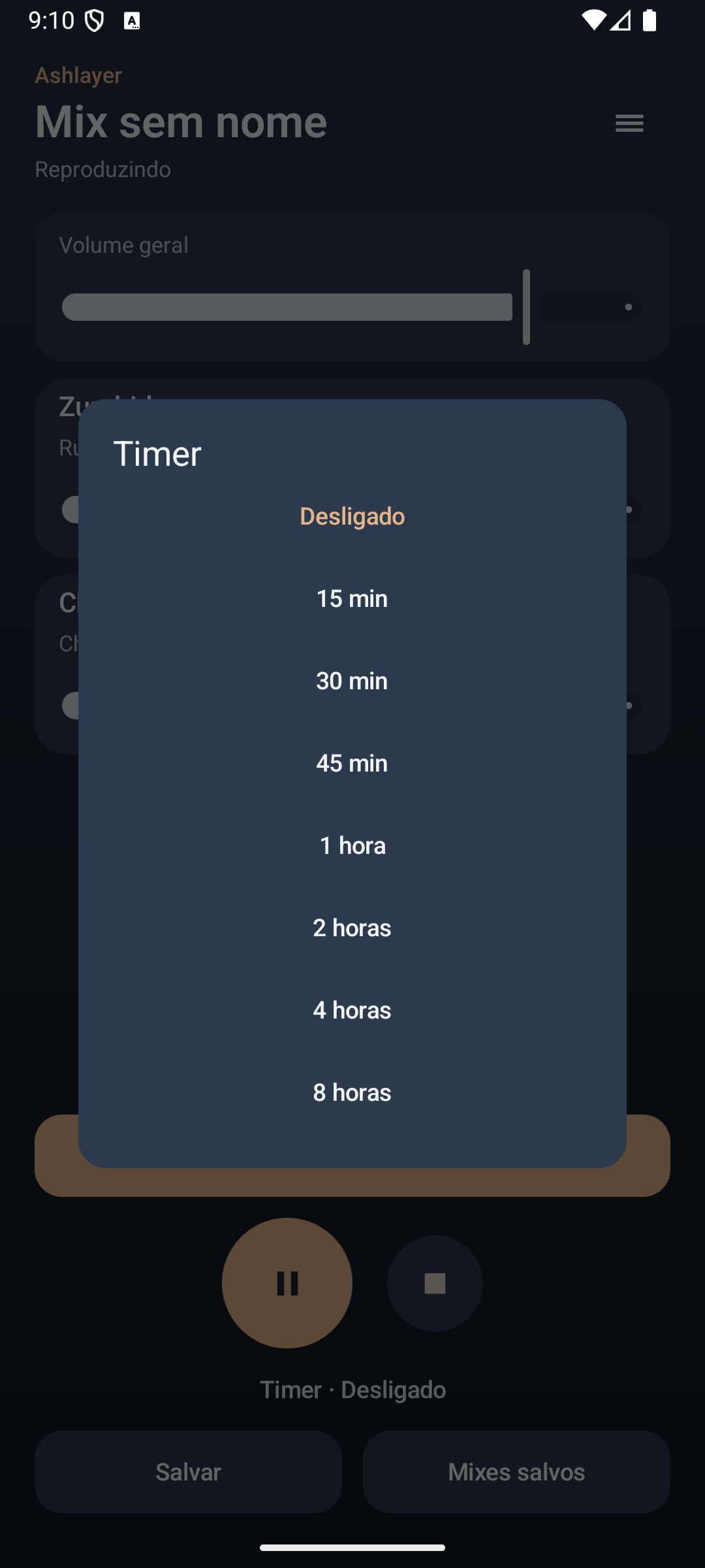 Ashlayer: Mix ambiente — timer
