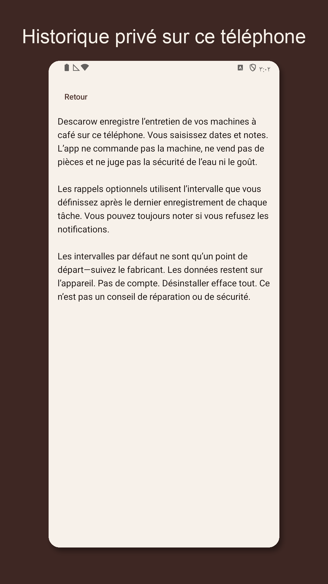 Descarow: Entretien machine — 5