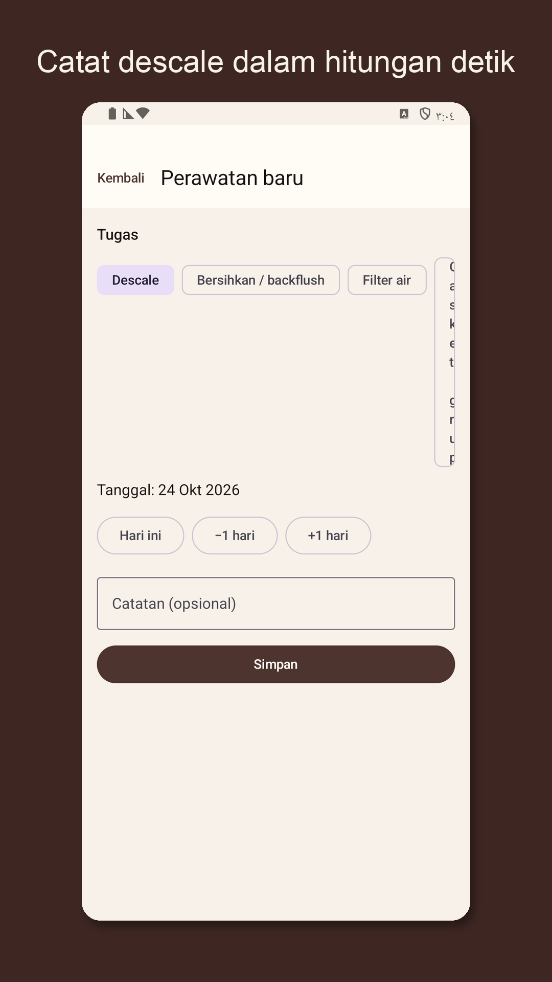 Descarow: Log perawatan — 2