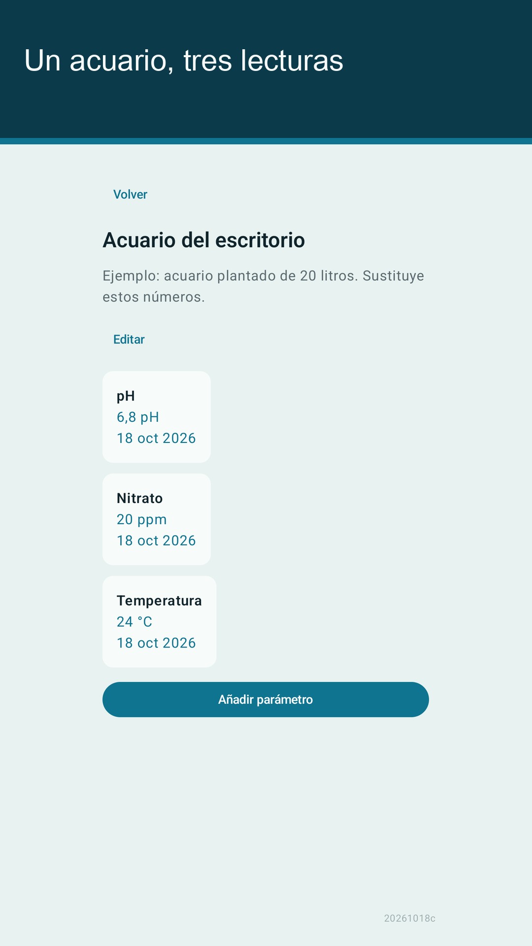 Glaslog: registro acuario — 2