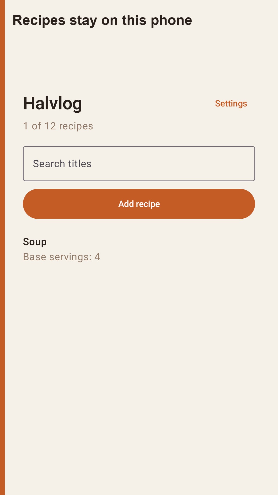 Halvlog: Recipe Servings