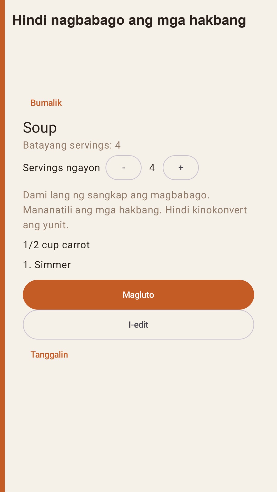 Halvlog: servings ng resipi — 3