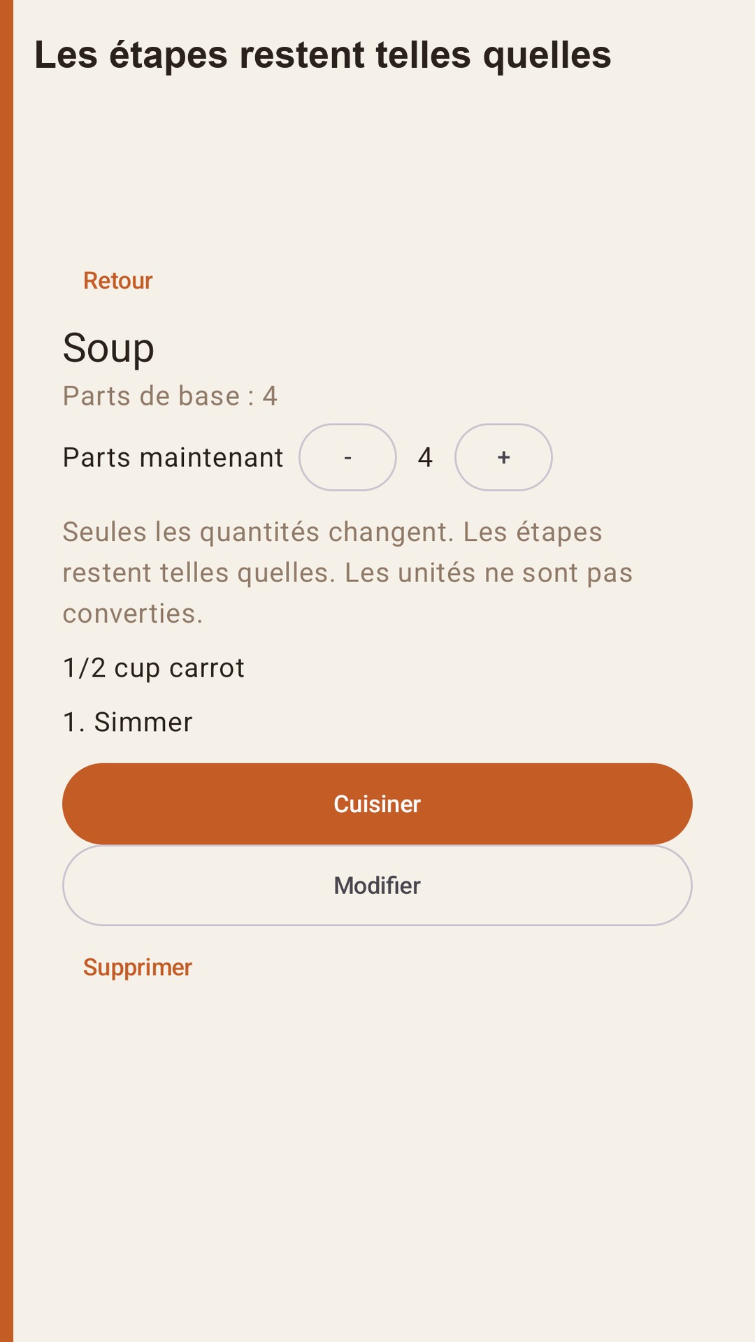 Halvlog : portions de recettes — 3
