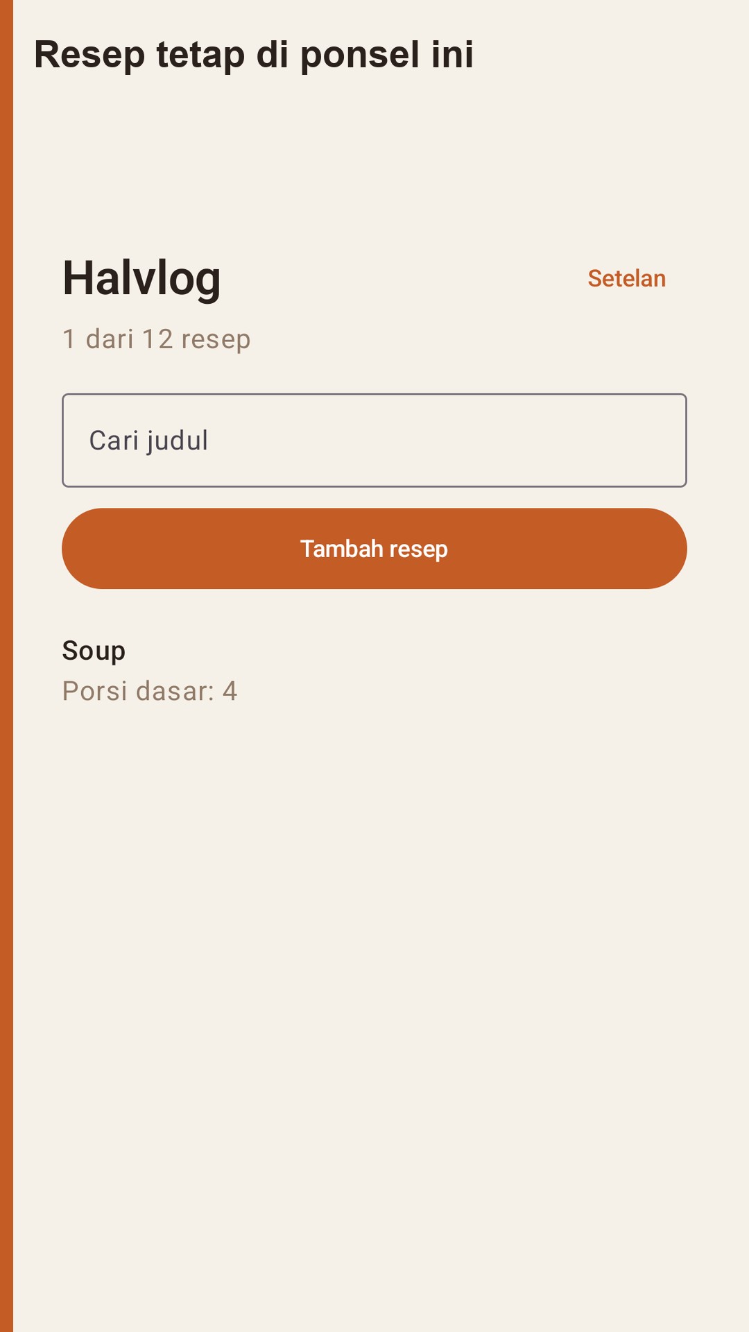 Halvlog: porsi resep