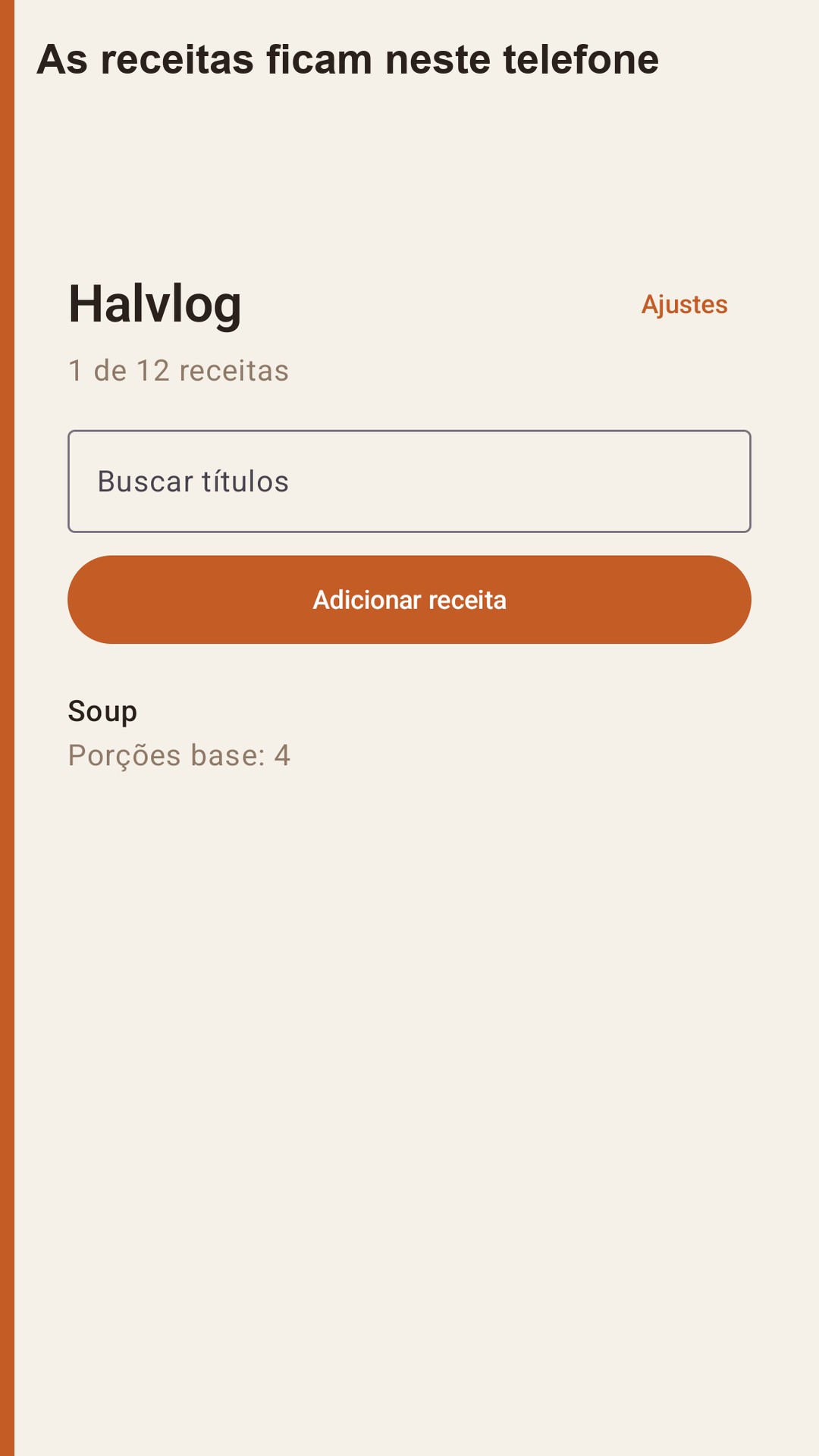 Halvlog: porções de receitas