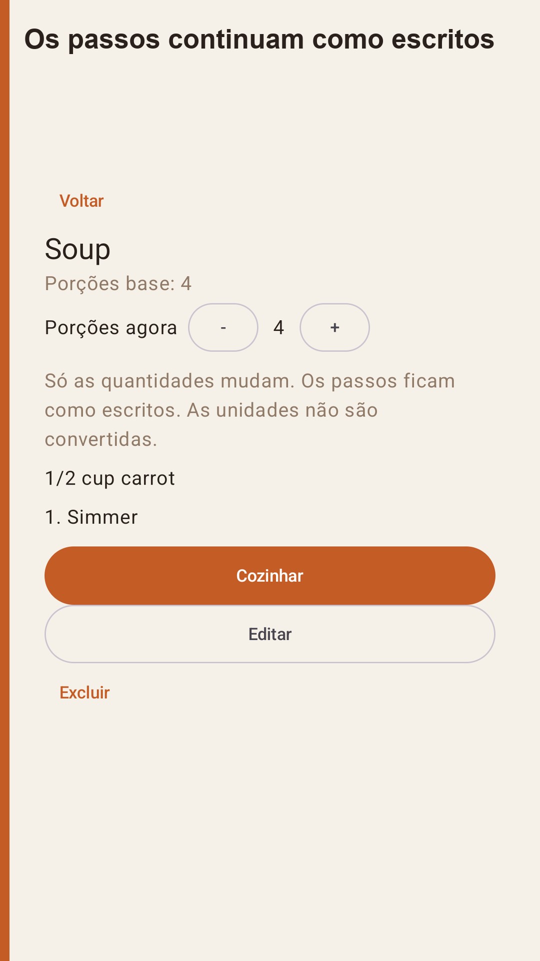 Halvlog: porções de receitas — 3