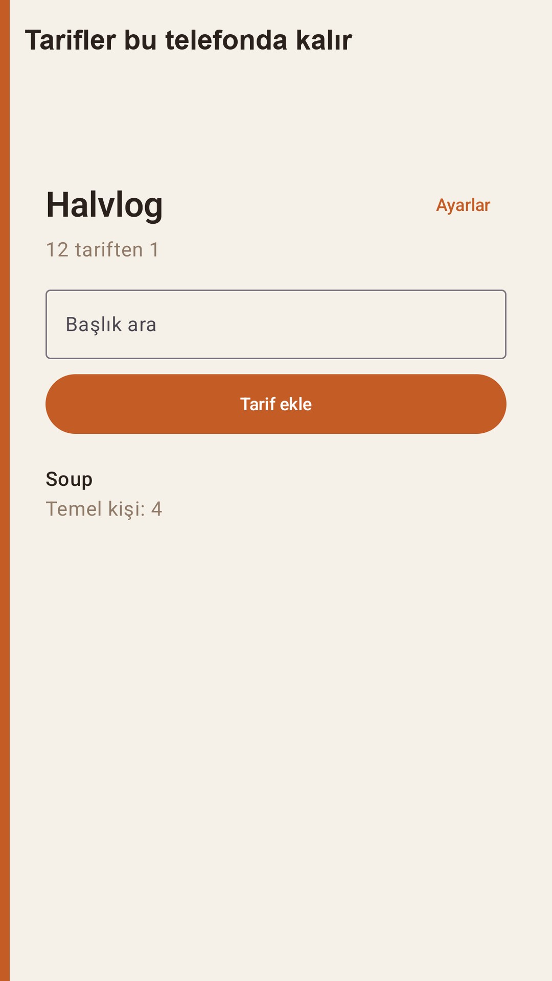 Halvlog: tarif porsiyonu