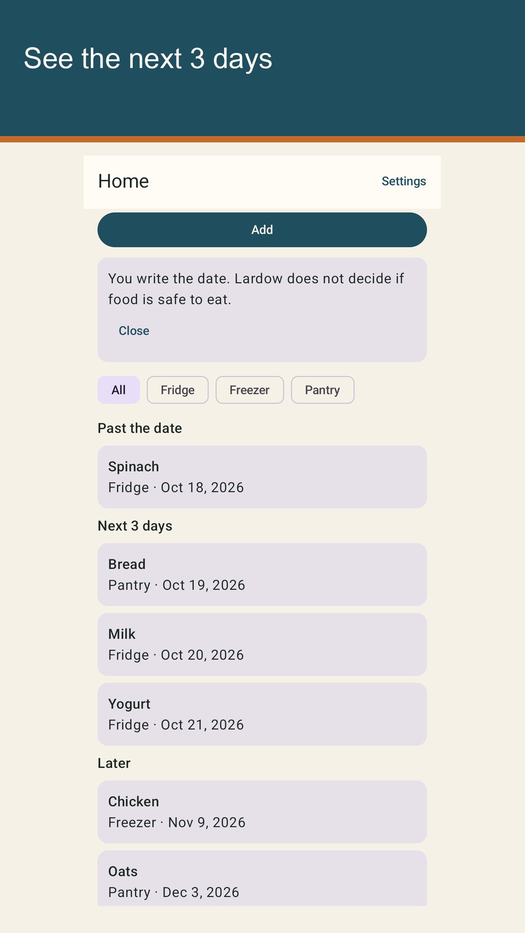 Lardow: Food Expiry List