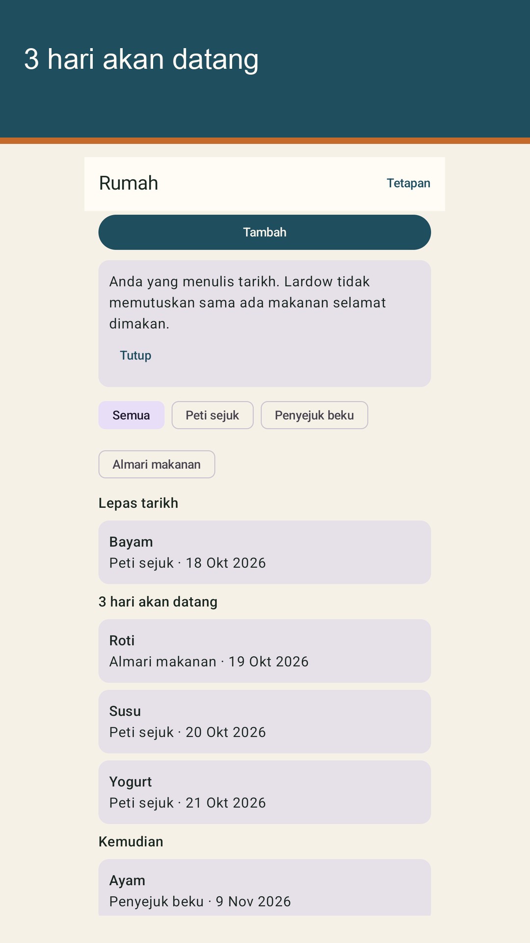 Lardow: senarai luput