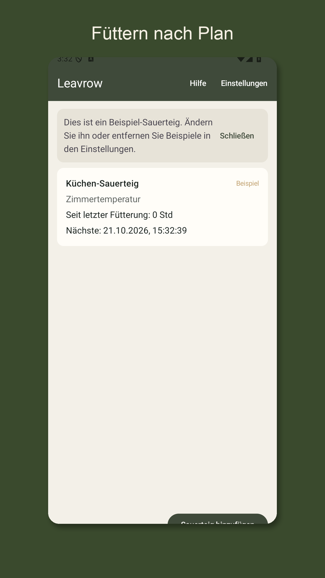 Leavrow: Sauerteig-Fütterlog