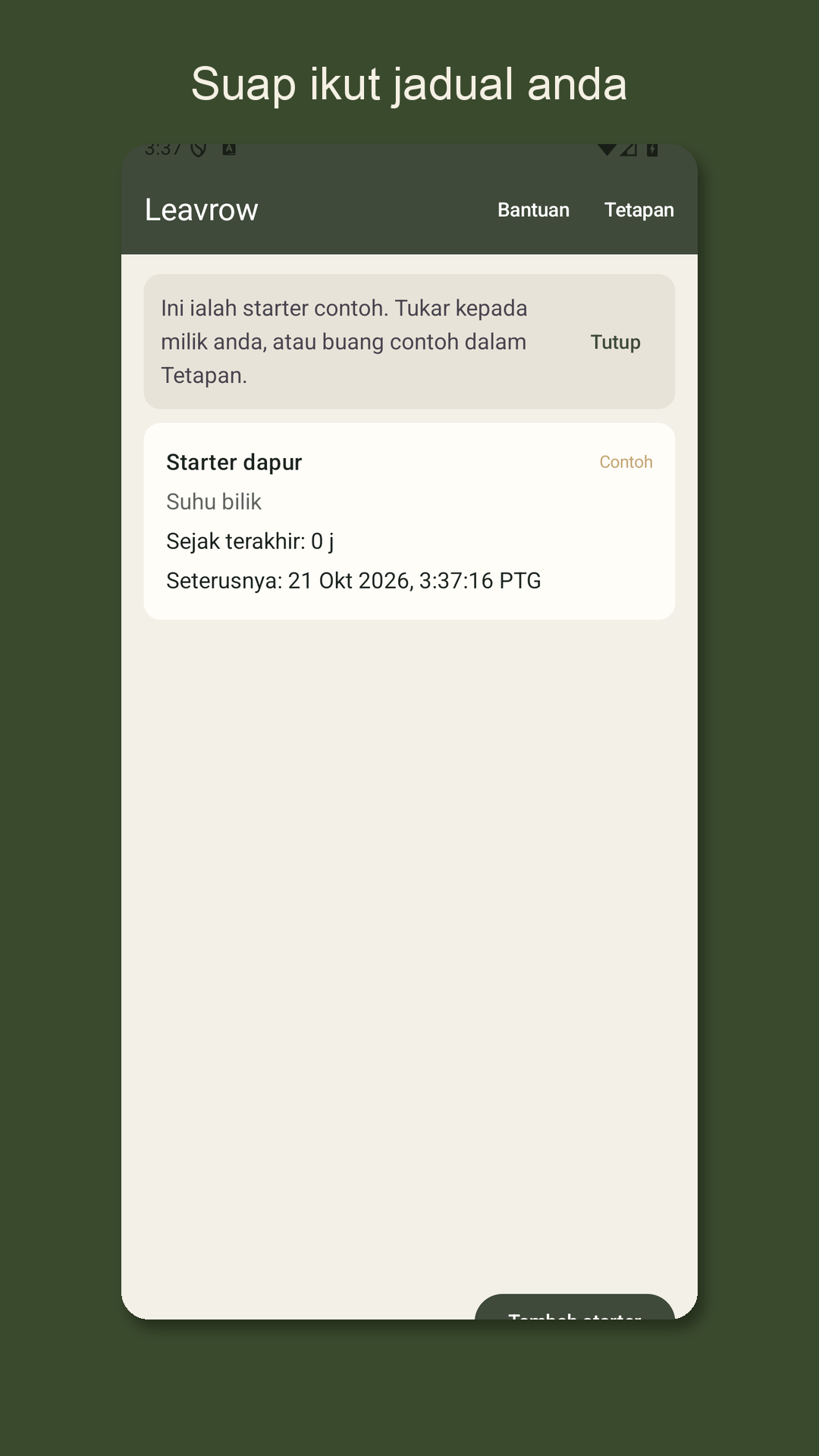 Leavrow: log suapan ragi
