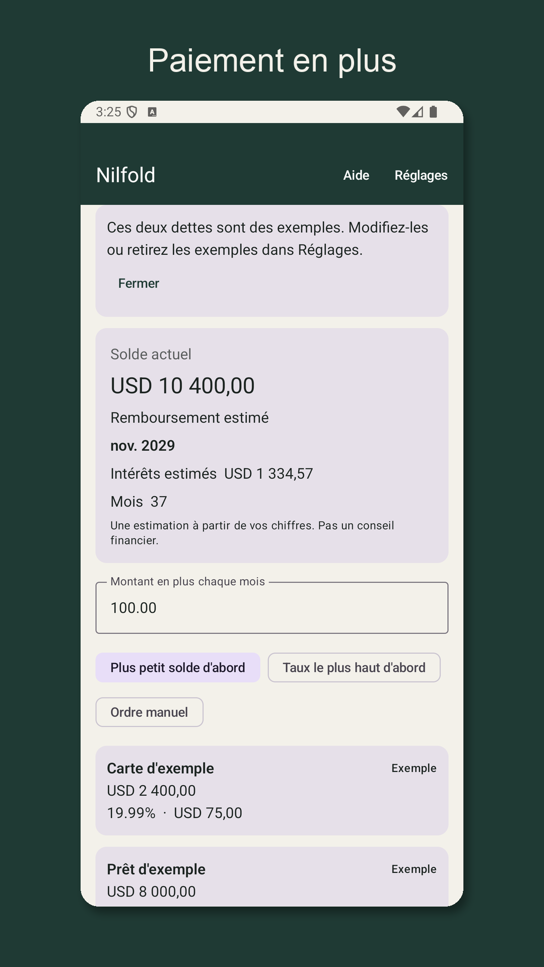 Nilfold : estimer des dettes — 2
