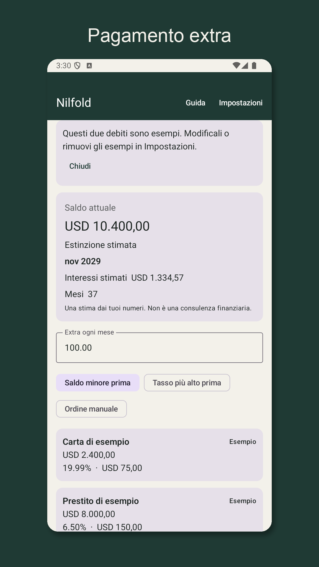 Nilfold: stimare i debiti — 2