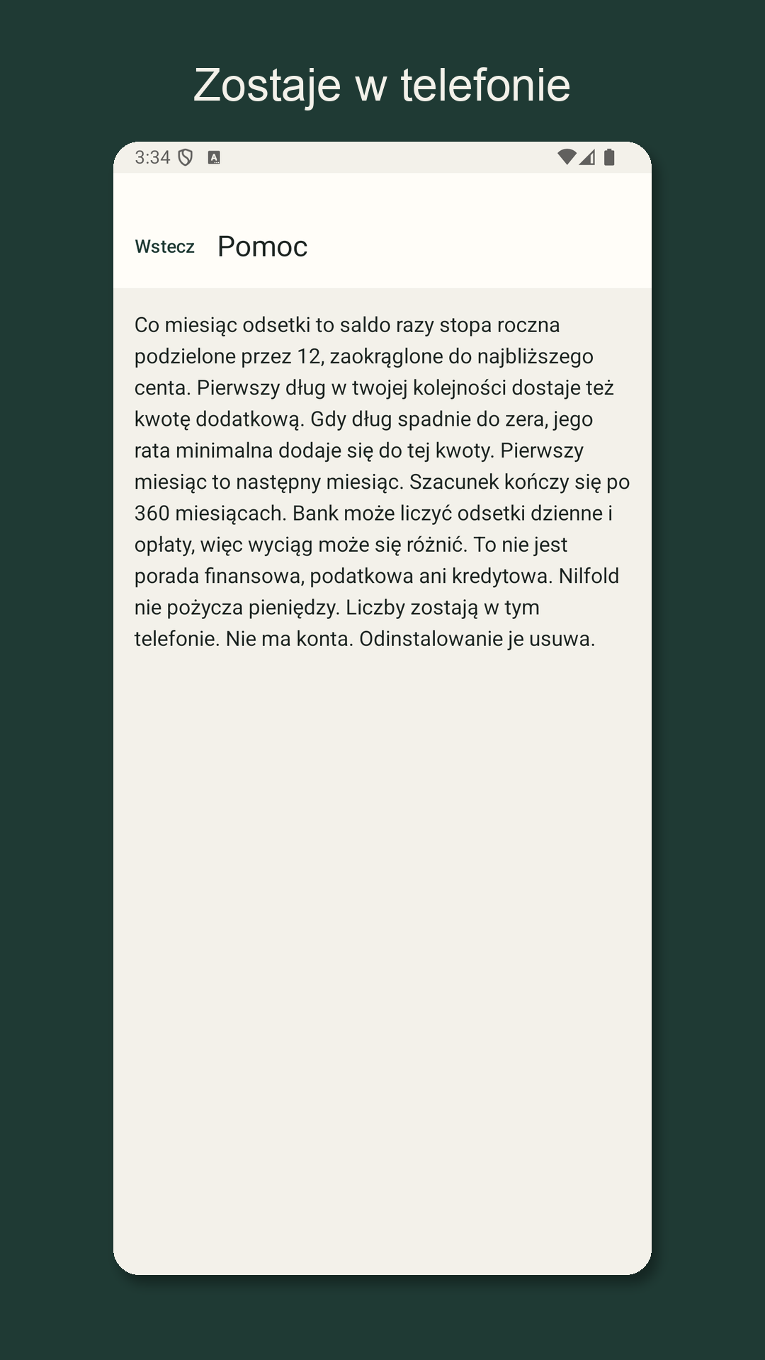 Nilfold: szacunek spłaty — 4