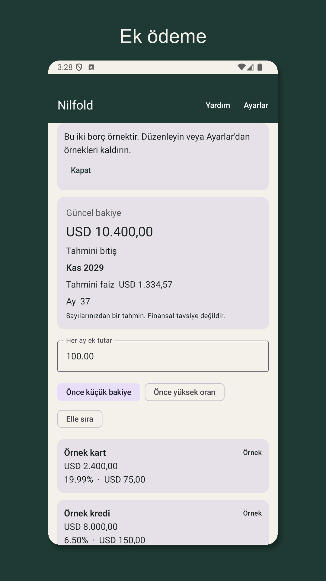 Nilfold: borç kapanış tahmini — 2
