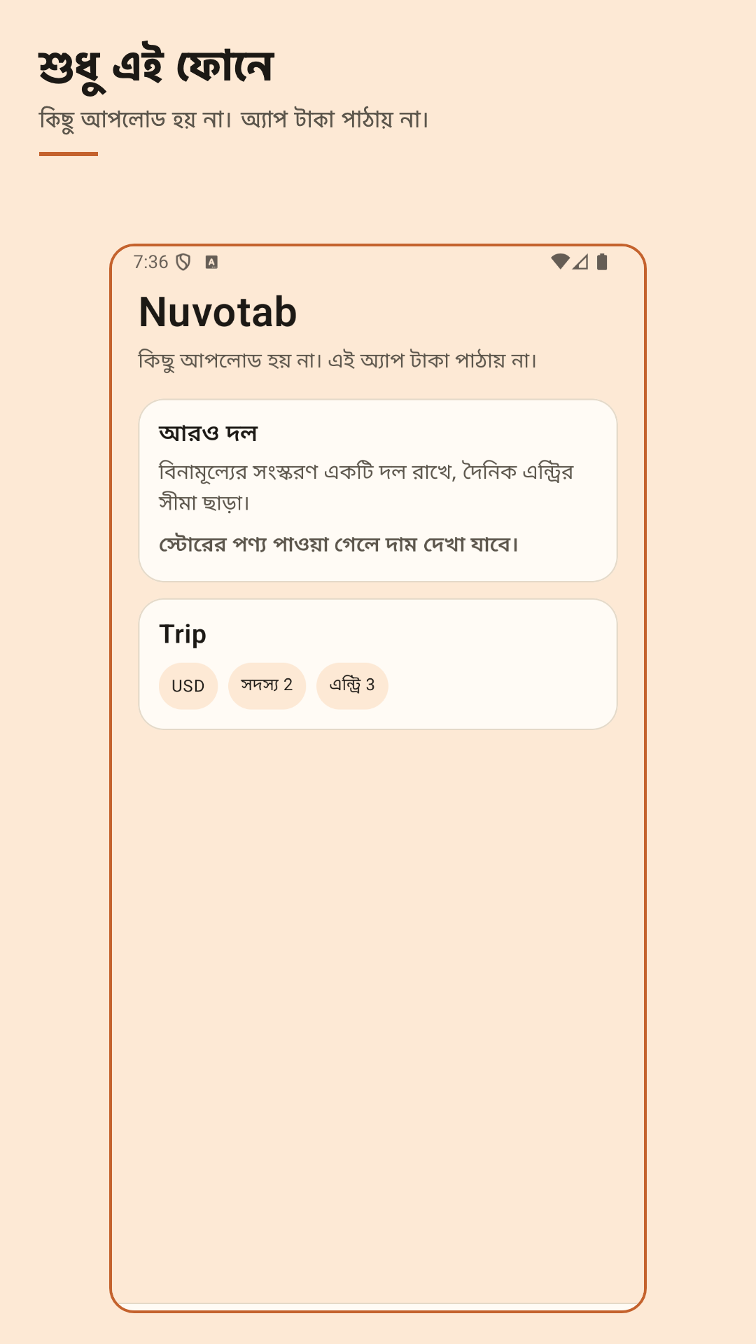 Nuvotab: খরচ ভাগ