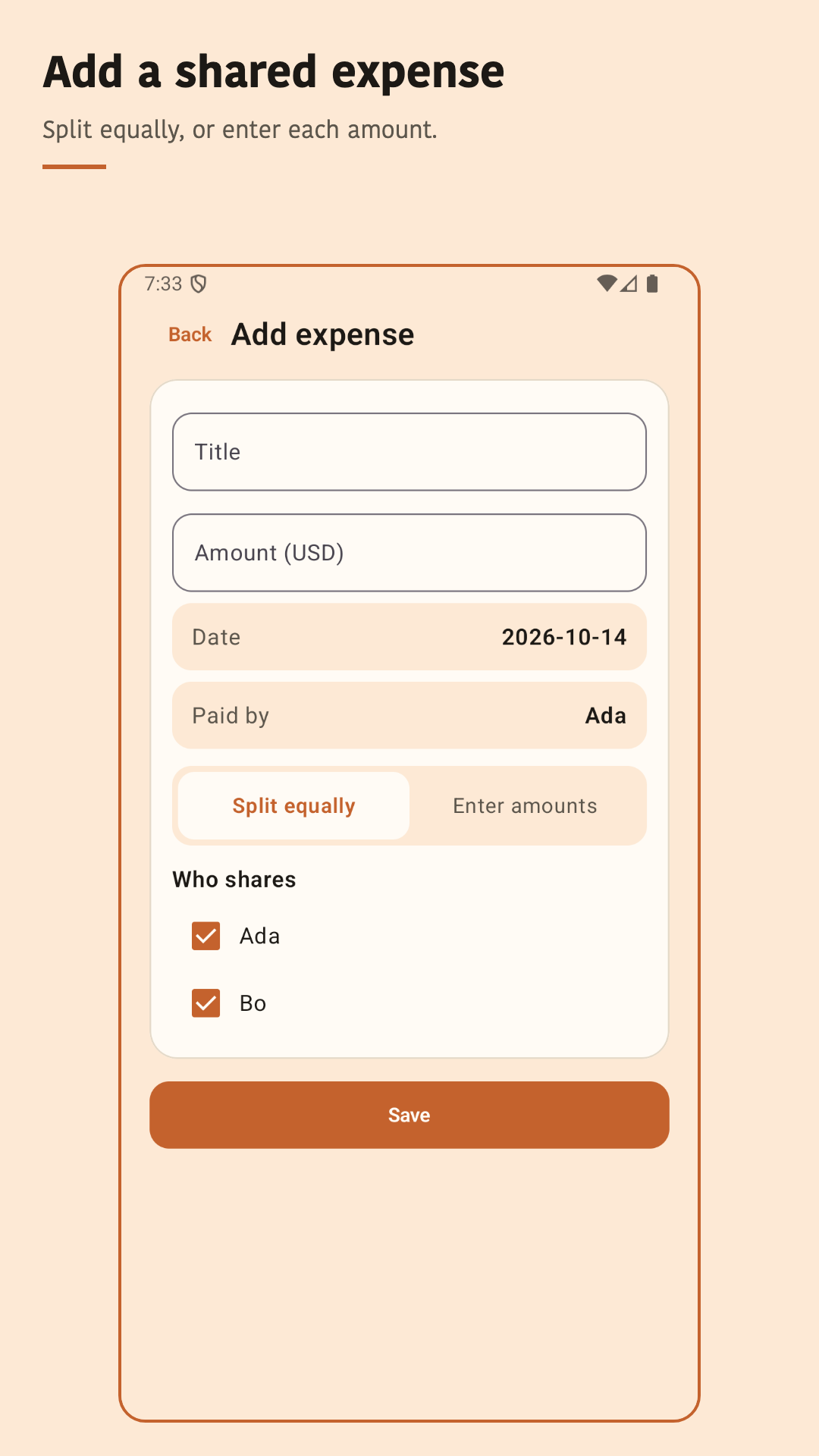 Nuvotab: Split expenses — 3