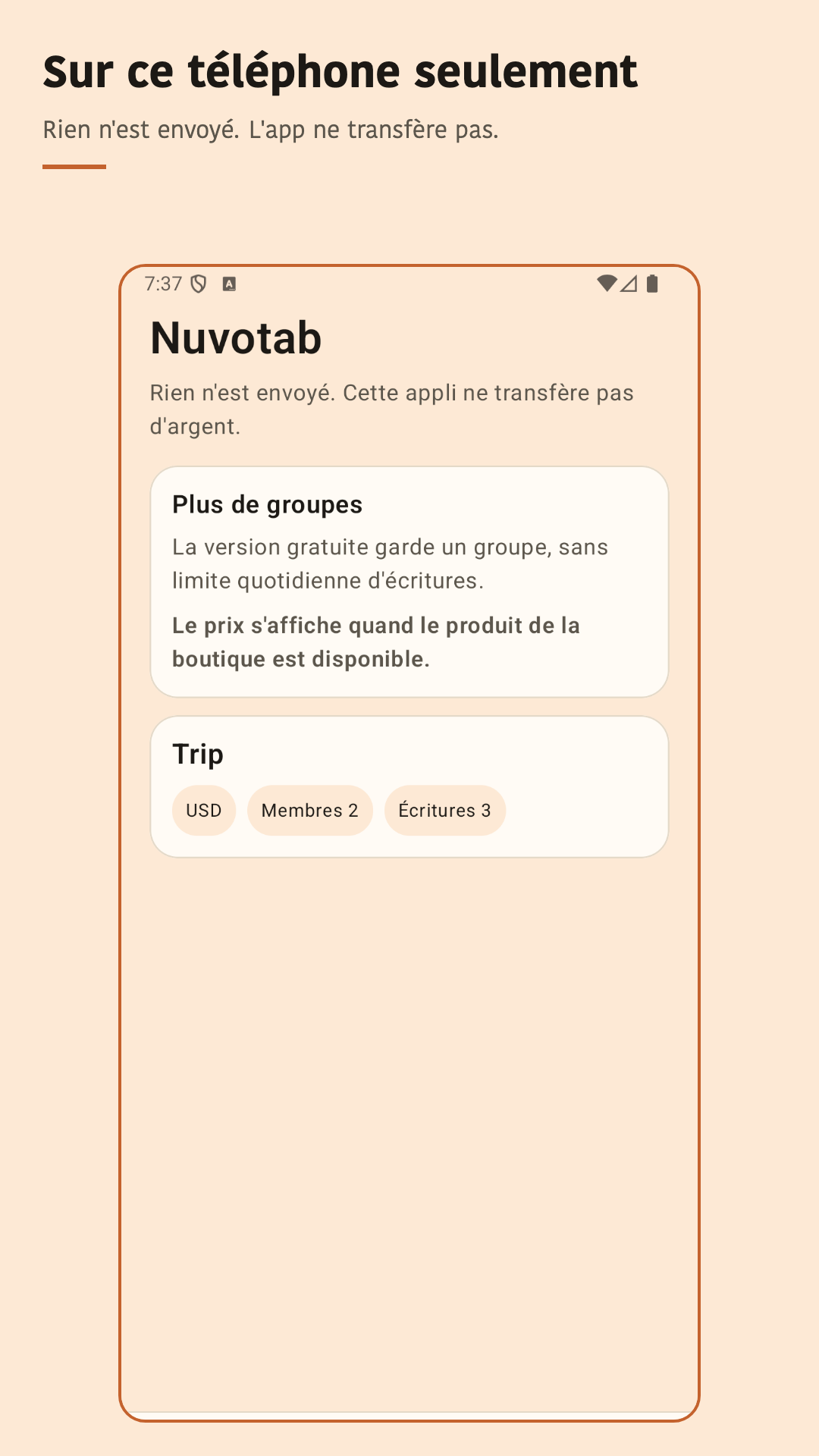 Nuvotab : noter les frais
