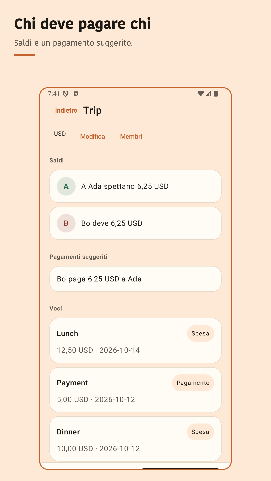 Nuvotab: dividere le spese — 2