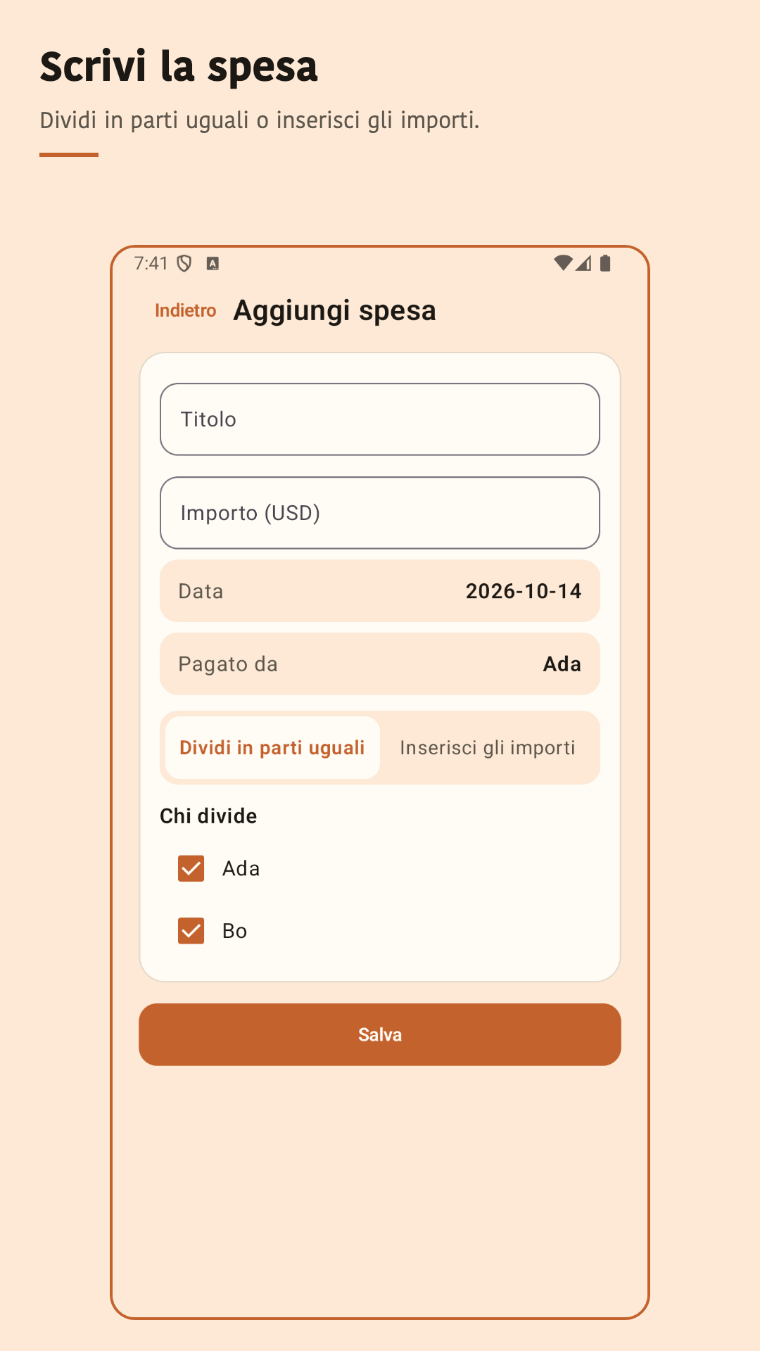 Nuvotab: dividere le spese — 3