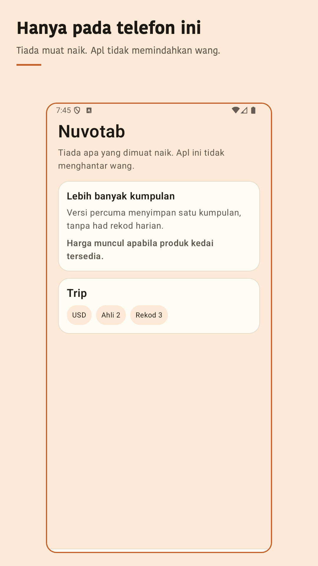 Nuvotab: bahagi perbelanjaan