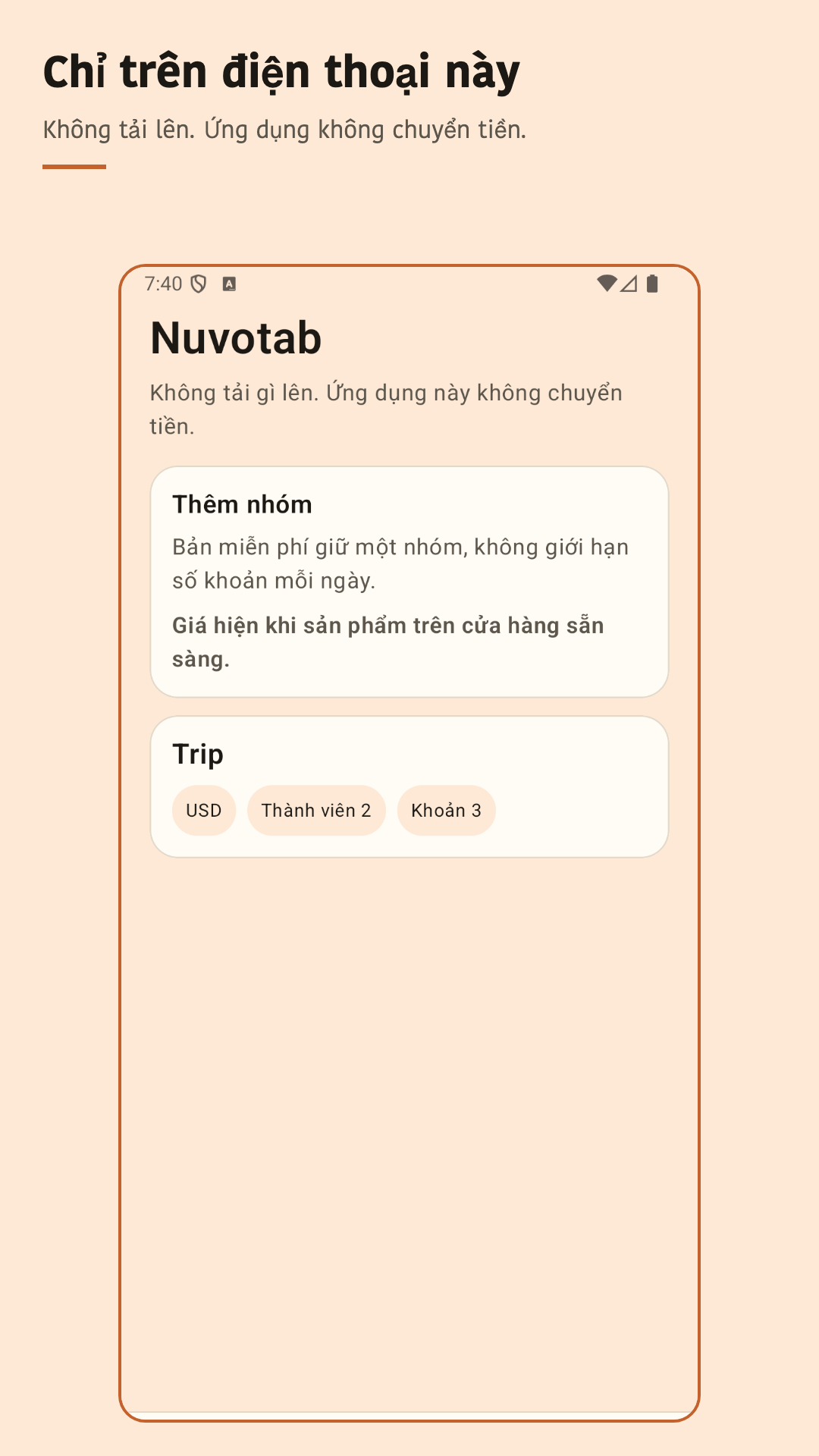 Nuvotab: chia chi tiêu