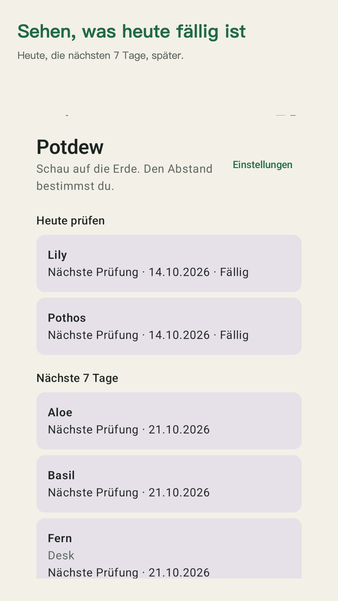 Potdew: Pflanzenkontrolle