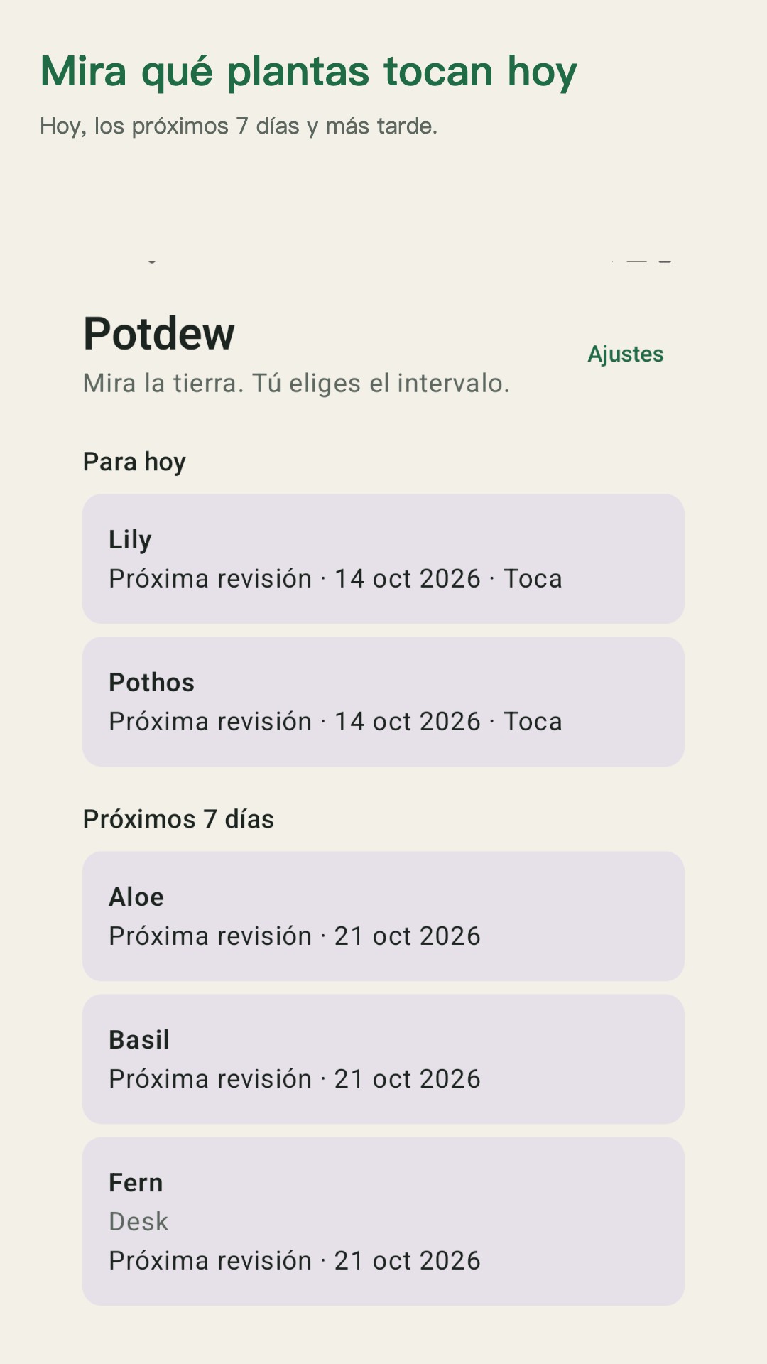 Potdew: control de plantas