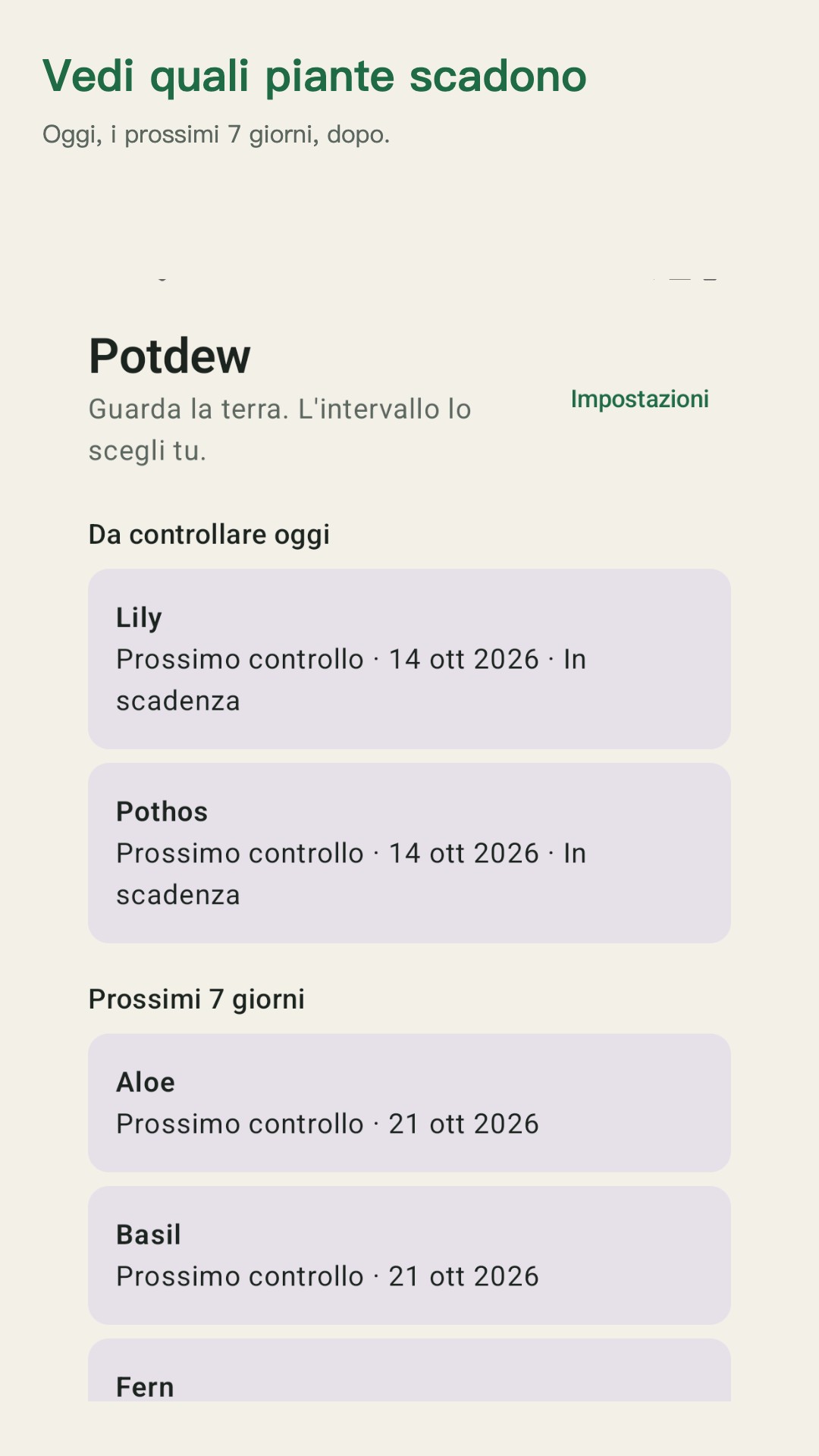 Potdew: controlli piante