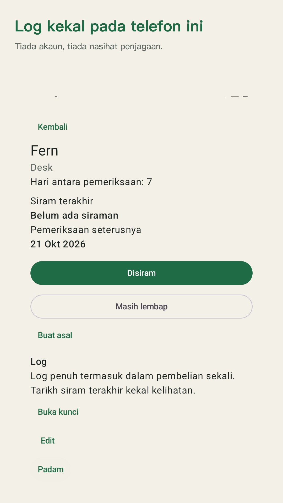 Potdew: log semak tanaman — 5