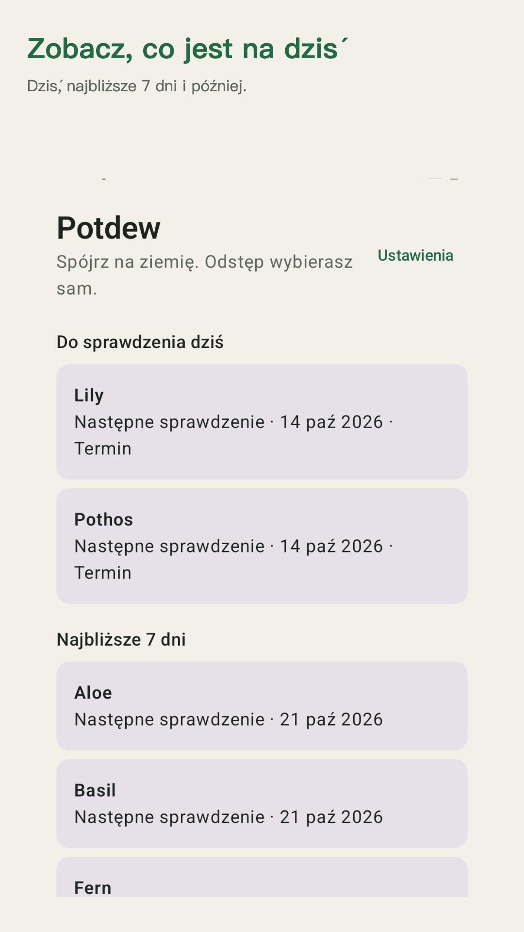 Potdew: kontrola roślin