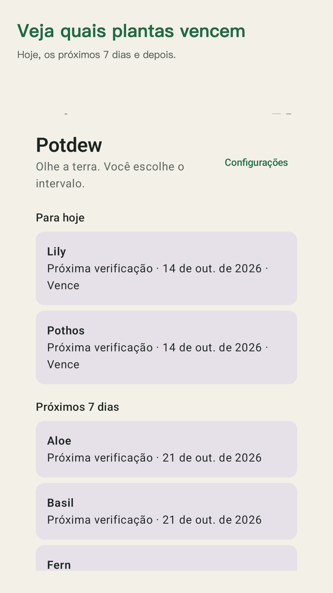 Potdew: checagem de plantas