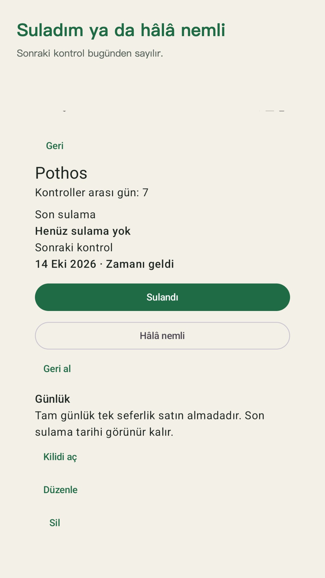 Potdew: bitki kontrol kaydı — 2