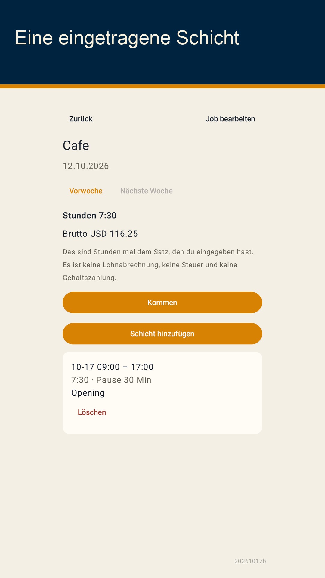 Shiftfold: Schichtstunden — 2