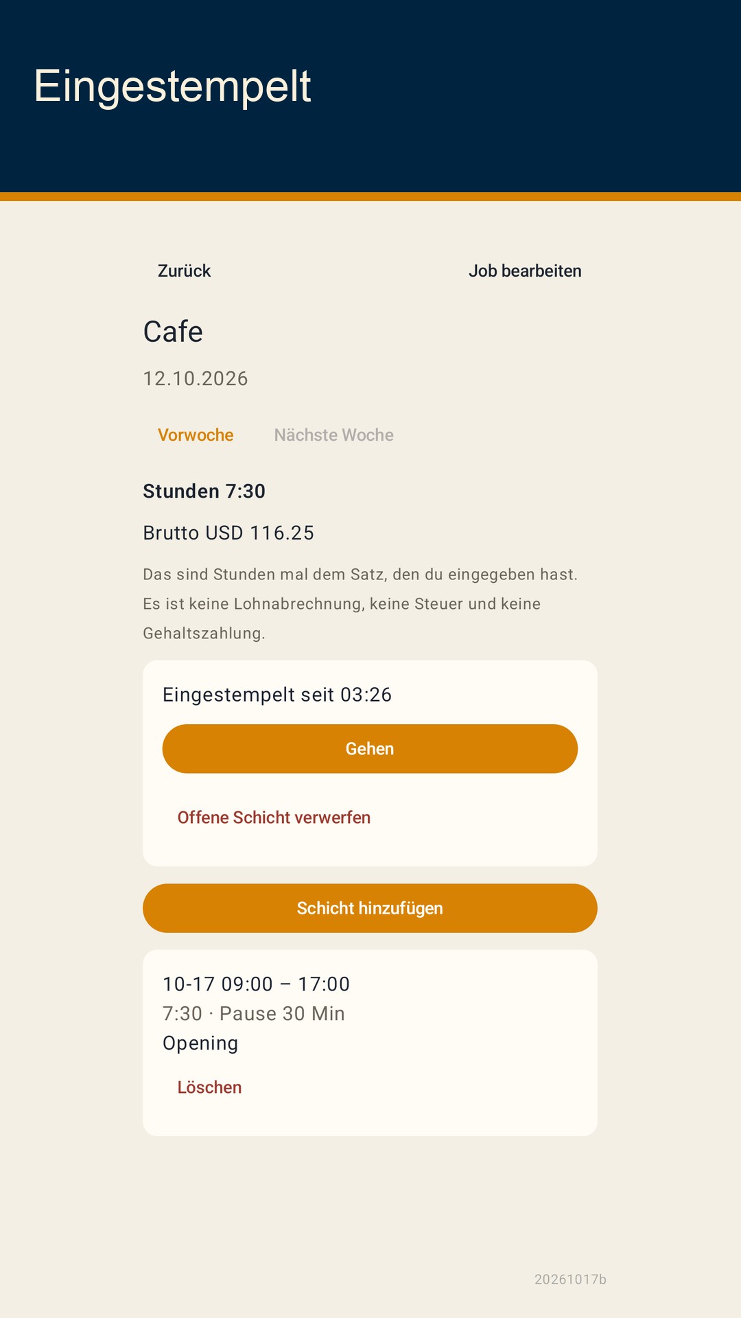 Shiftfold: Schichtstunden — 3