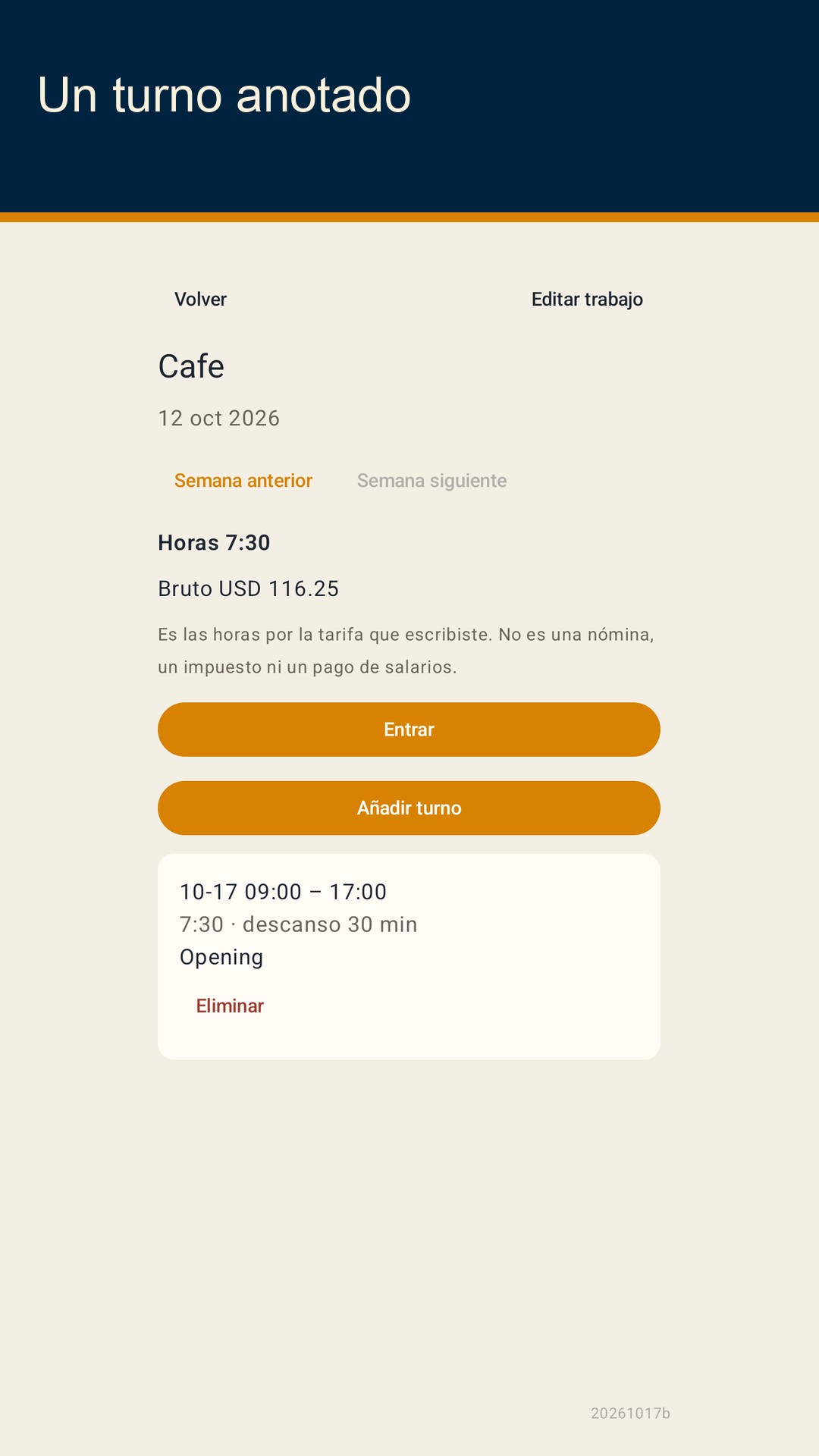 Shiftfold: horas de turno — 2