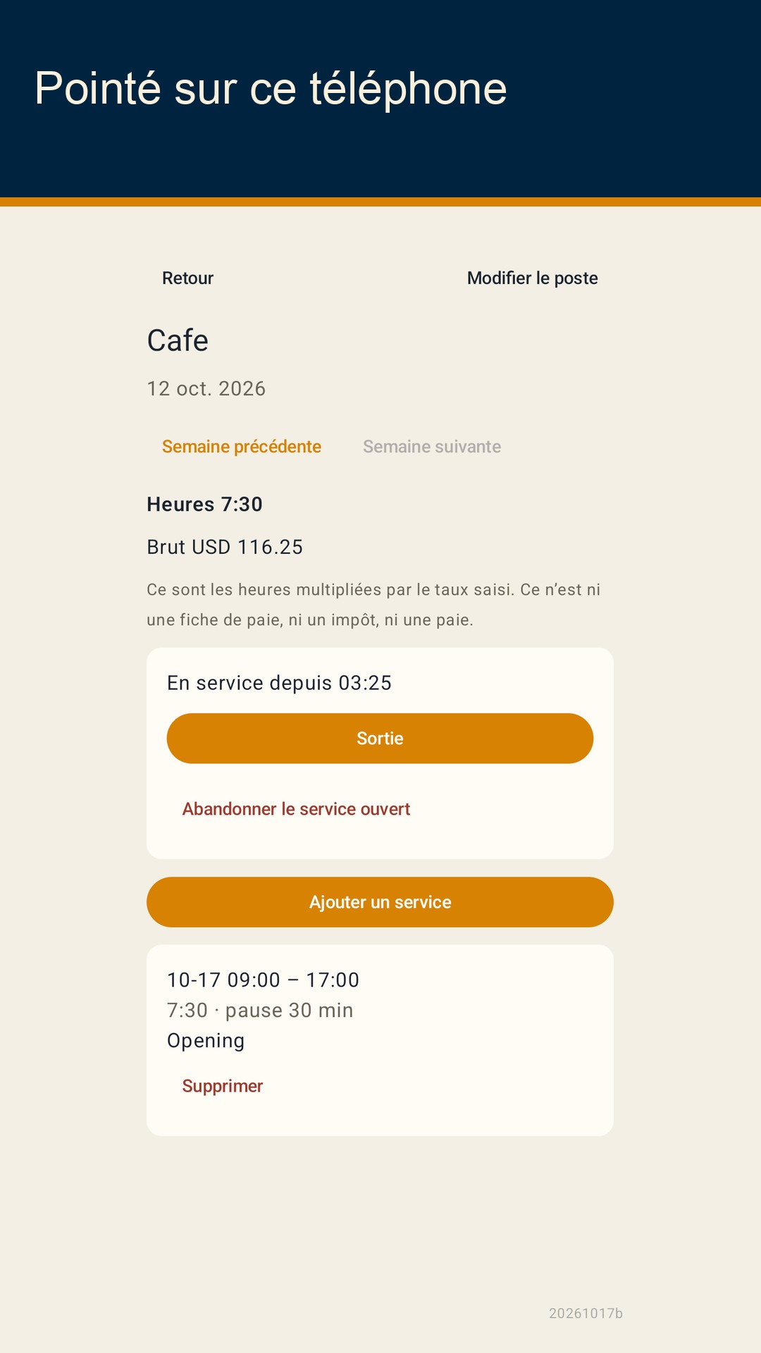 Shiftfold : heures de poste — 3