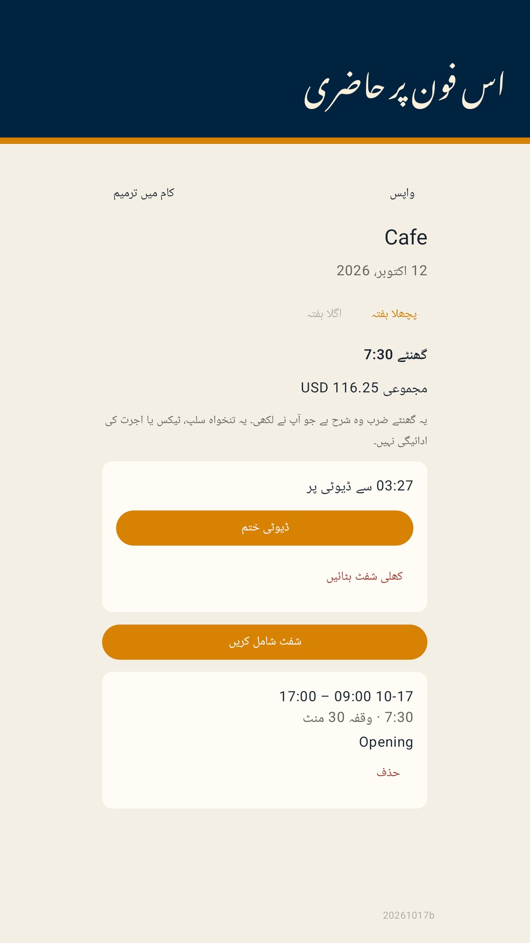 Shiftfold: شفٹ کے گھنٹے — 3