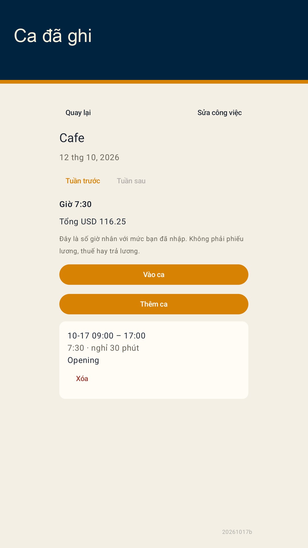 Shiftfold: giờ ca làm — 2