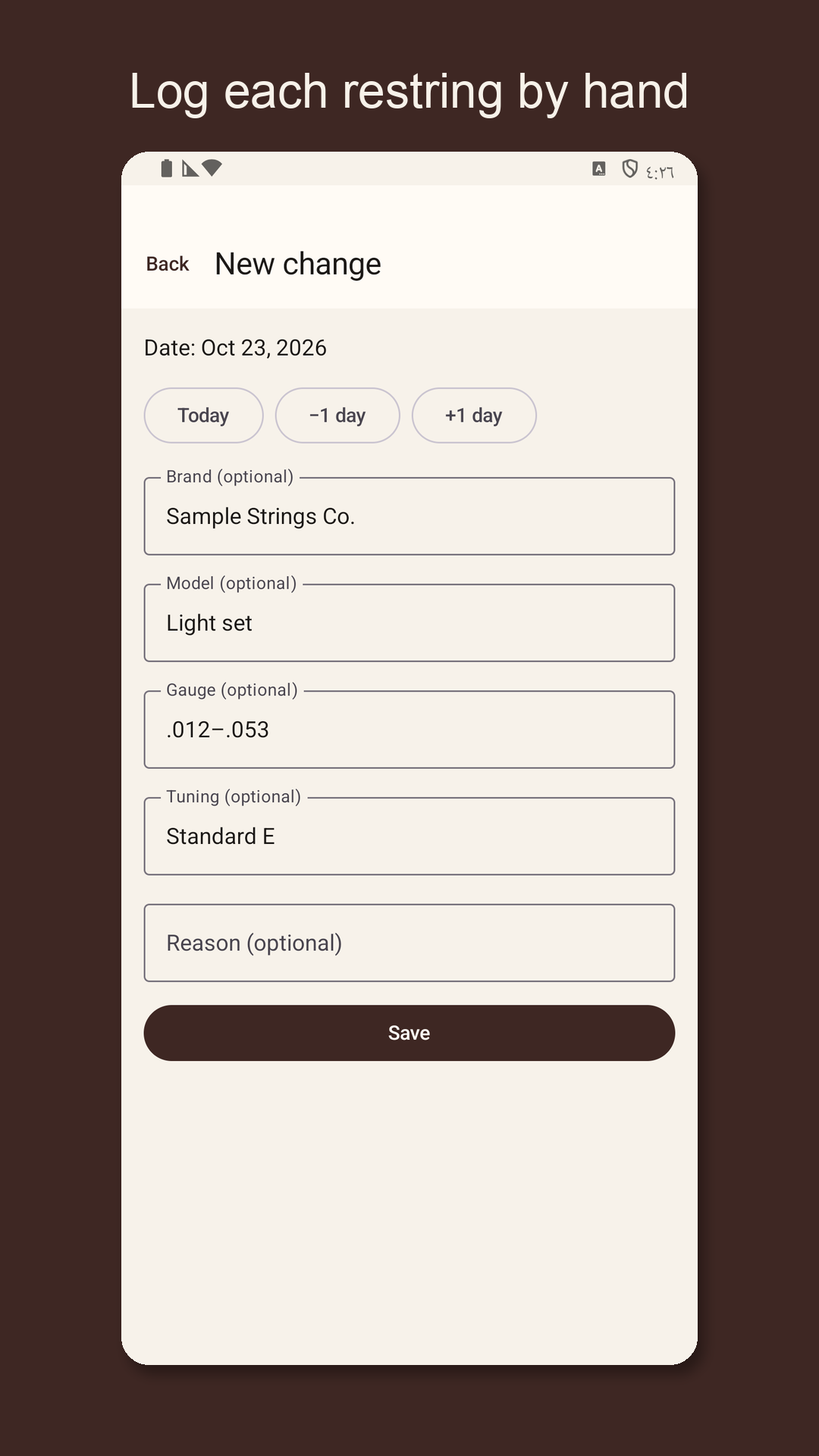 Stringrow: Guitar String Log — 2