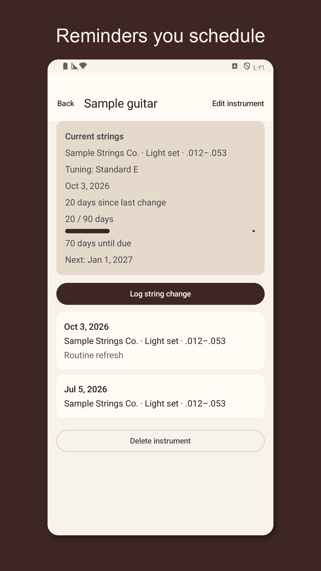 Stringrow: Guitar String Log — 3