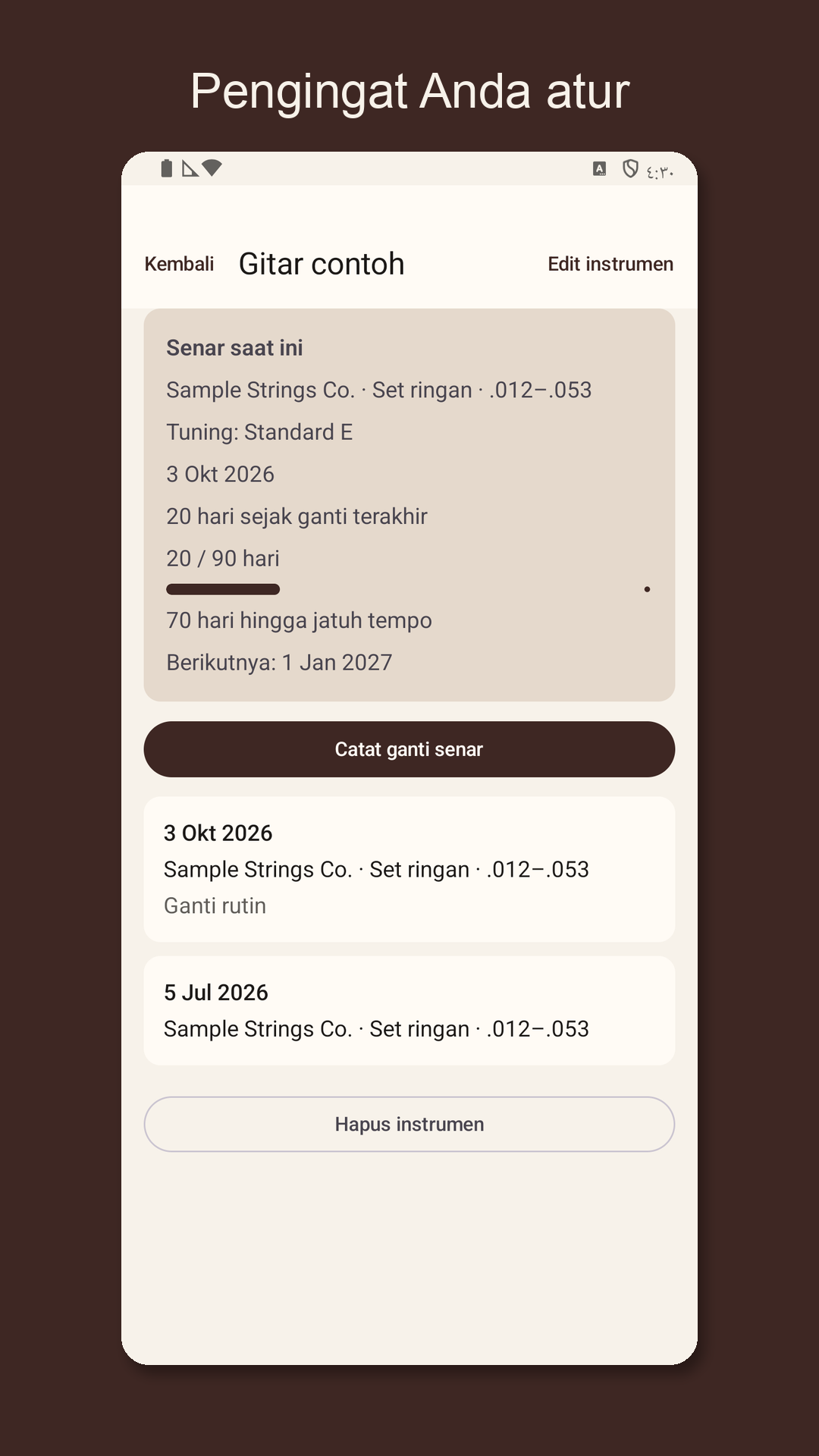 Stringrow: log ganti senar — 3