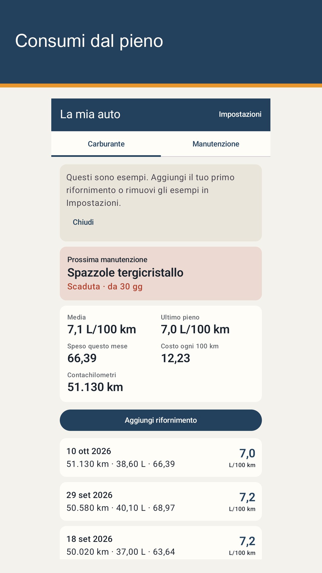 Tankrow: Consumi e tagliandi