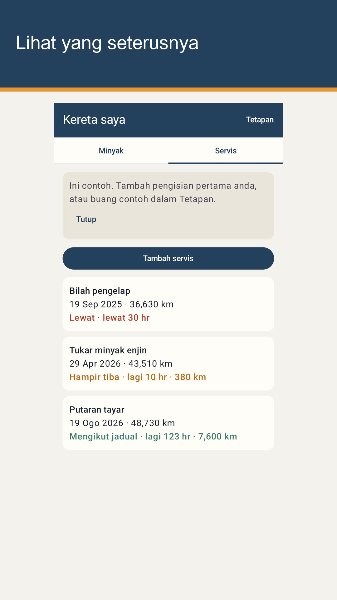 Tankrow: Log Minyak & Servis — 3