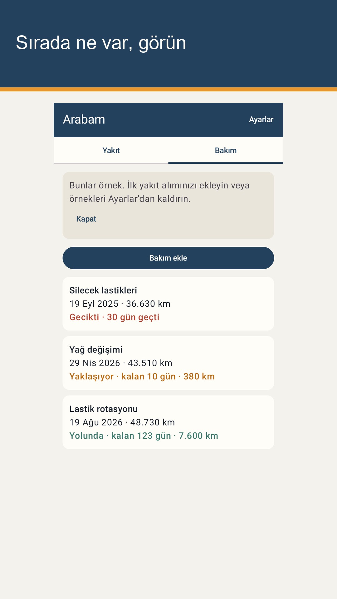 Tankrow: Yakıt ve Bakım Kaydı — 3